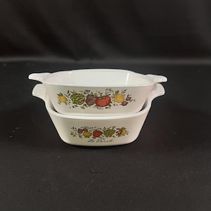 Set of 2 Small Petite Corning Ware Spice of Life Casseroles,  P-41-B and P-43-B Cups, Mini Spice of Life Corningware Spice of Life Petites