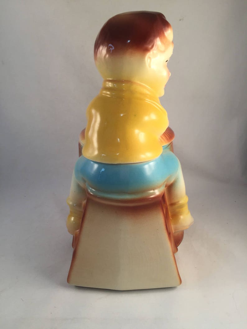 American Bisque Churn Boy Cookie Jar Boy Churning Butter Etsy