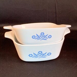 2 Corning Ware Cornflower Petites P-41-B (1-3/4 Cup) and P-43-B (2-3/4 Cup), Excellent Condition Very Clean,  Made in USA