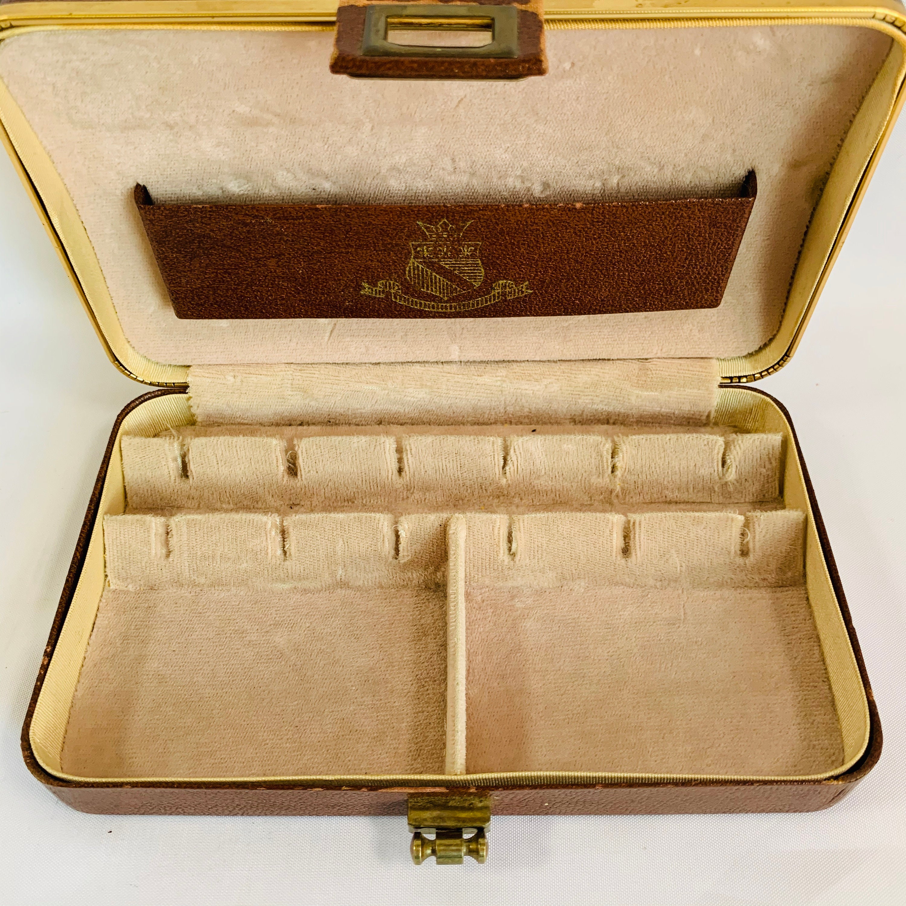 Vintage Brown Leather Jewelry Box Multiple Compartments Etsy UK