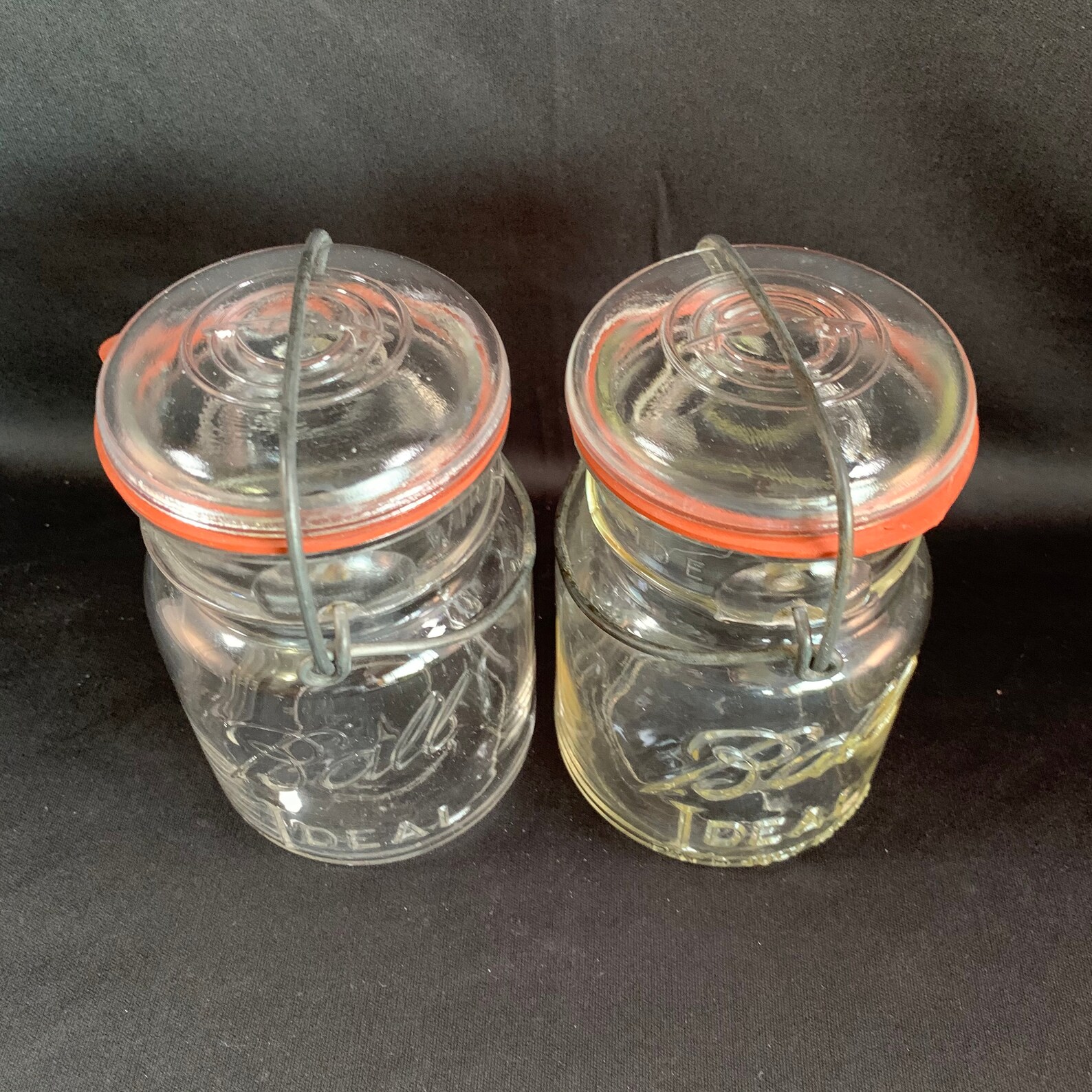 2 Vintage Ball Clamp Lid Mason Jars With Glass Lids Original Etsy