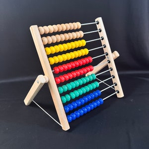 Colorful Wood Abacus in Great Condition 10 Rows of Different Color Wood Beads, Enjoy Hours of Fun, Expand to Stand Upright