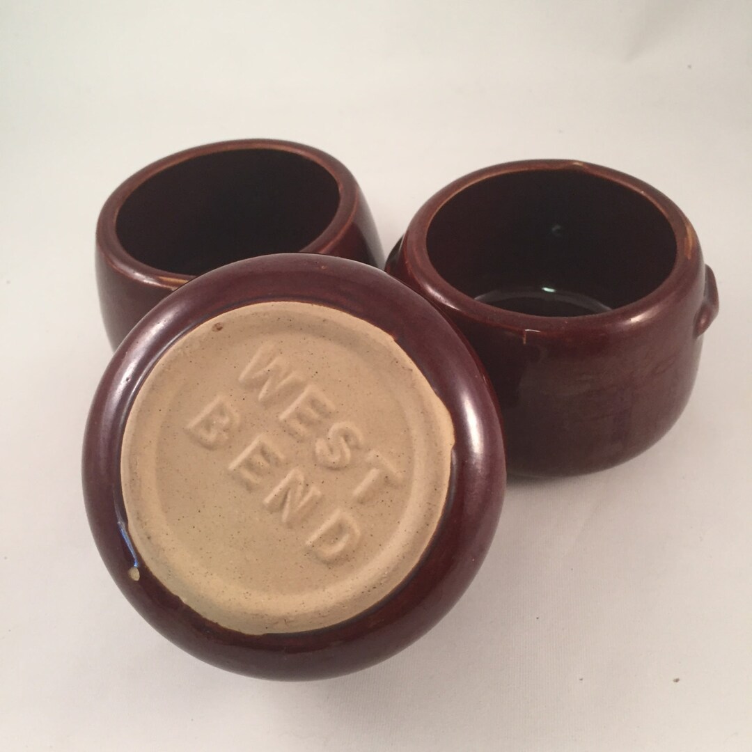 Set of 3 Small West Bend Brown Stoneware Crock Bowls West Etsy