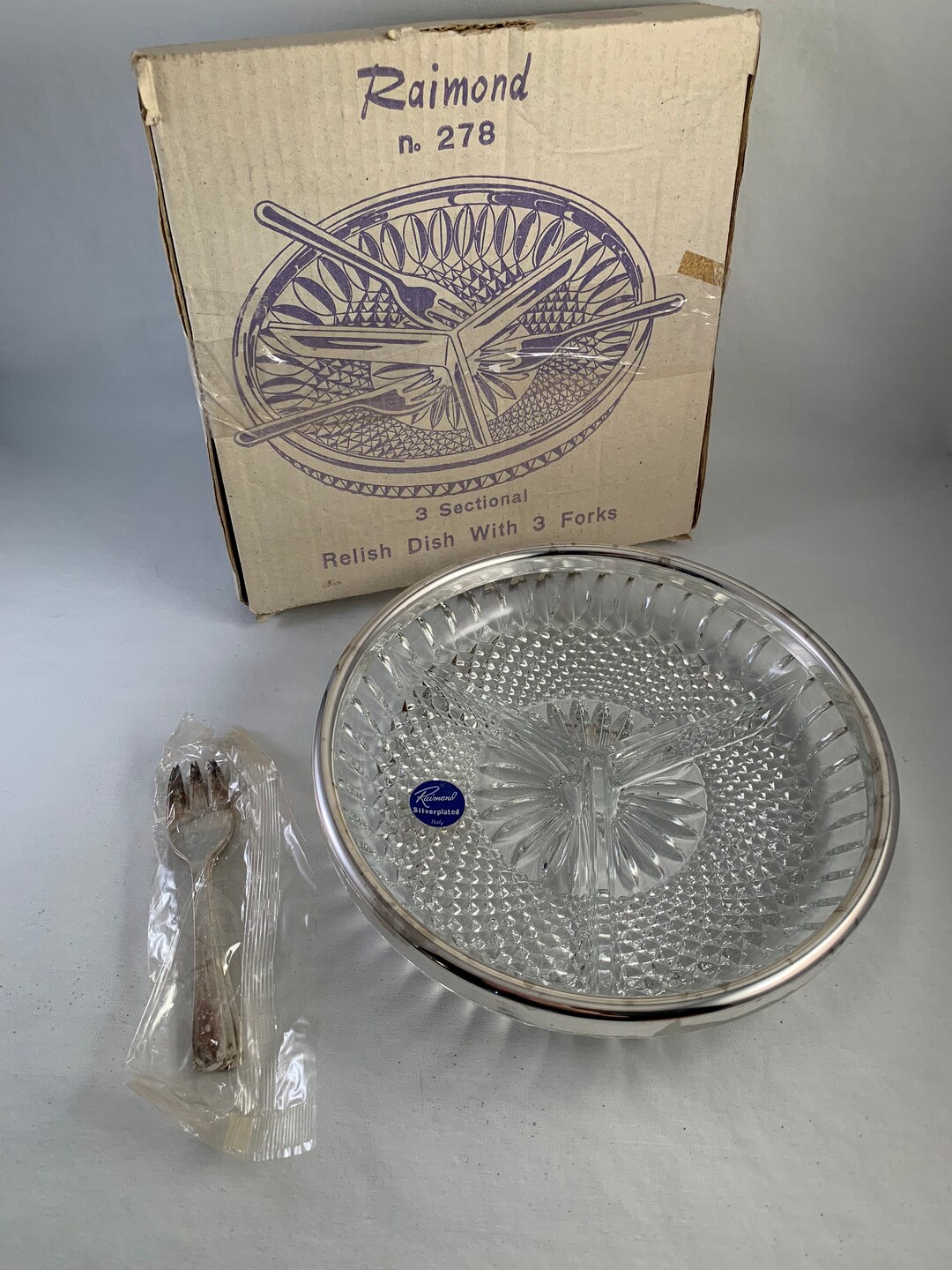 New/vintage Heavy Lead Crystal Divided Relish Tray With Silver Etsy