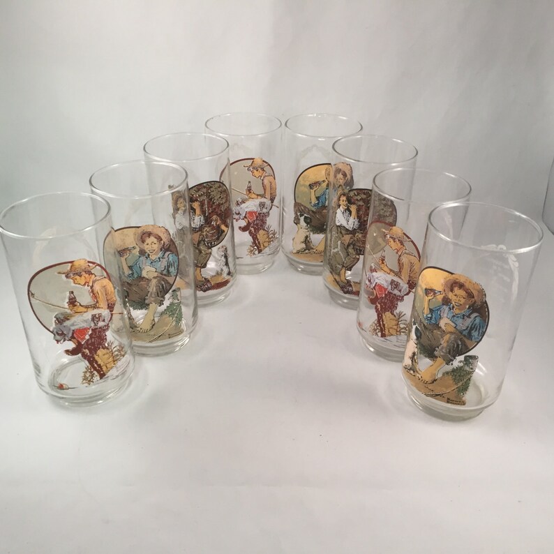 Set of 8 Vintage Norman Rockwell Glasses From the Archives of Etsy
