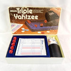 Vintage 1978 Deluxe Triple Yahtzee Game by Lowe, Your Favorite Game of Luck and Strategy is Now Triple the Fun!