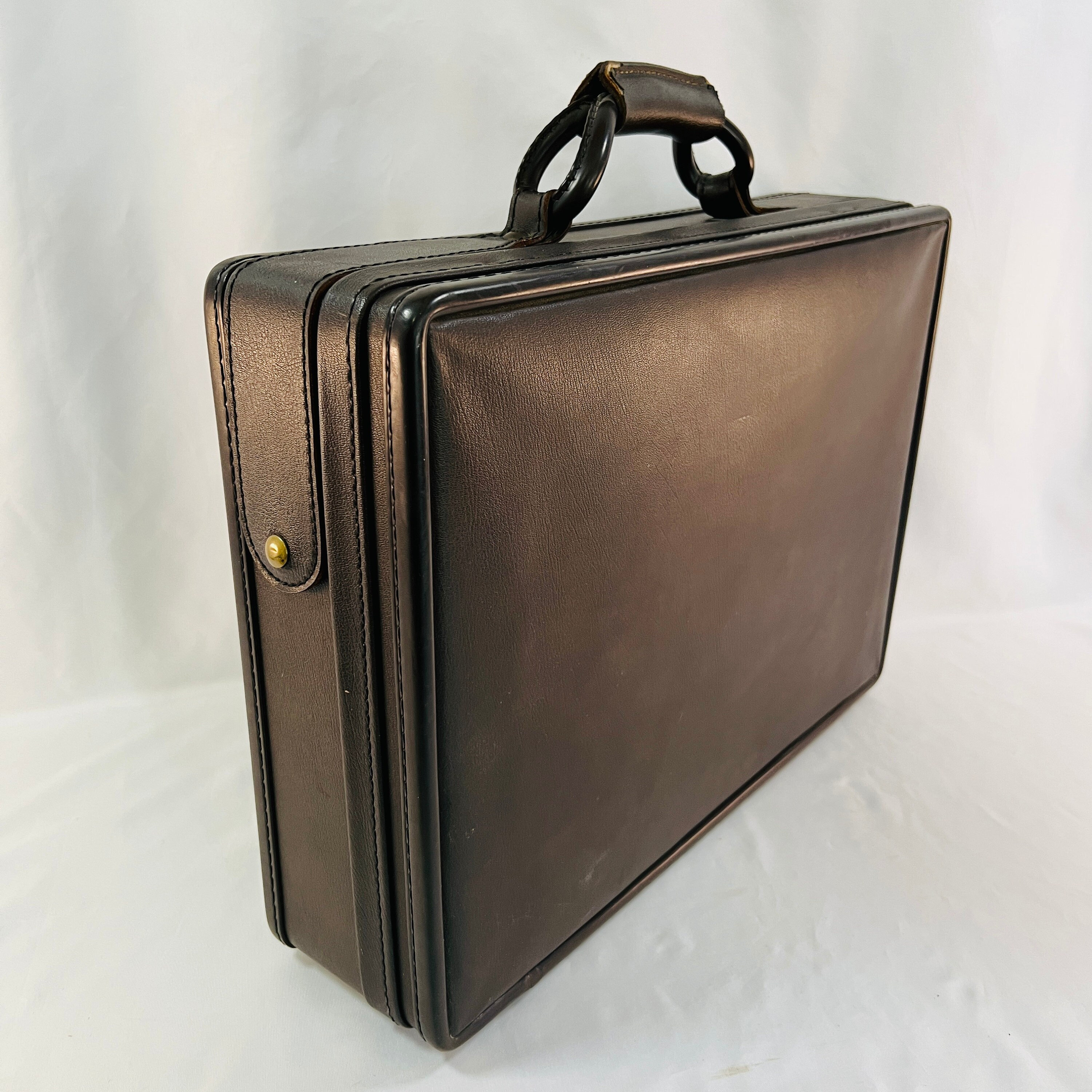 Hermès Rare Vintage Black Leather Briefcase Expandable with Straps