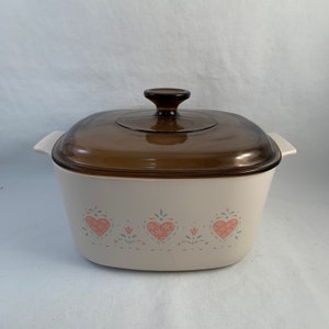 CorningWare CORNING WARE FOREVER YOURS PINK HEART CASSEROLE DISH W/ LID A-3-B 3 Litre 1.5QT 