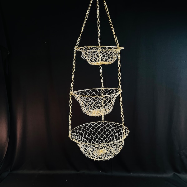 Gold Tone 3 Tier Hanging Wire Basket, 31" Long