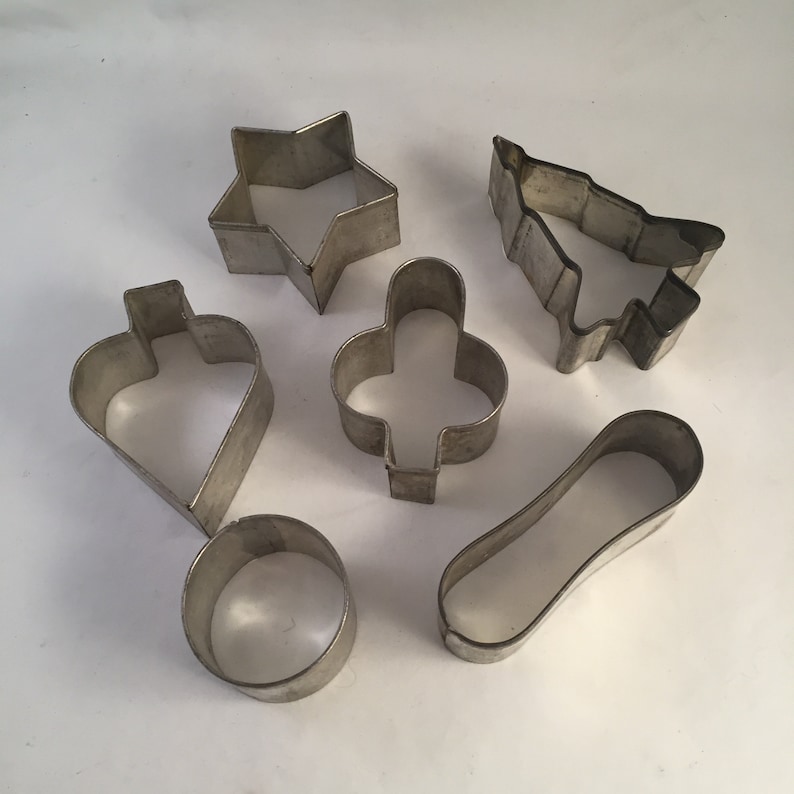 Set of 6 Metal Cookie Cutters in a Variety of Shapes and Etsy