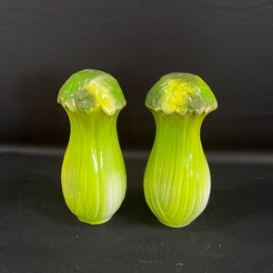Whimsical Celery Salt and Pepper Shakers, Collectible, Vintage, Made in Japan