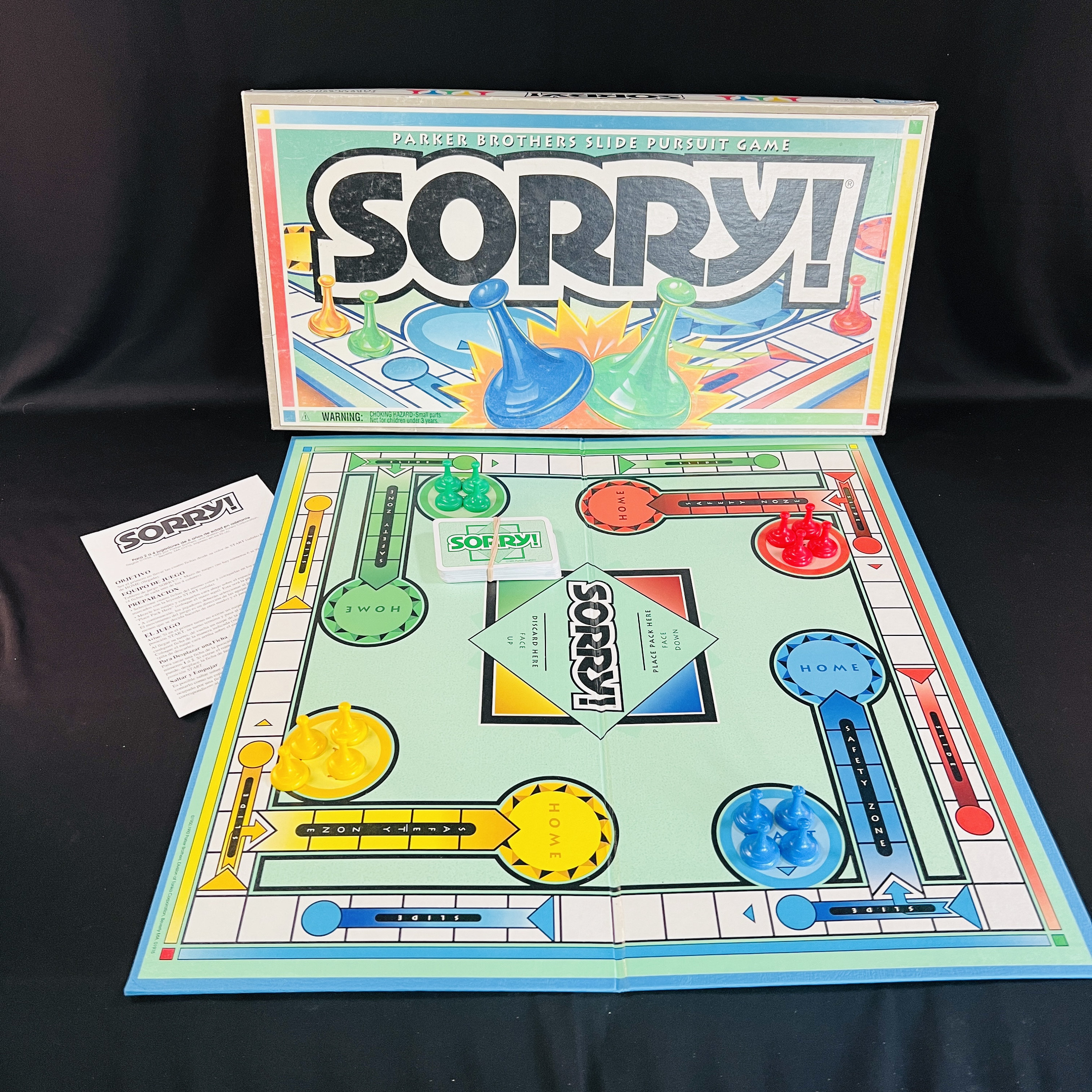 1992 Vintage SORRY Board Game, Parker Brothers Slide Pursuit Game