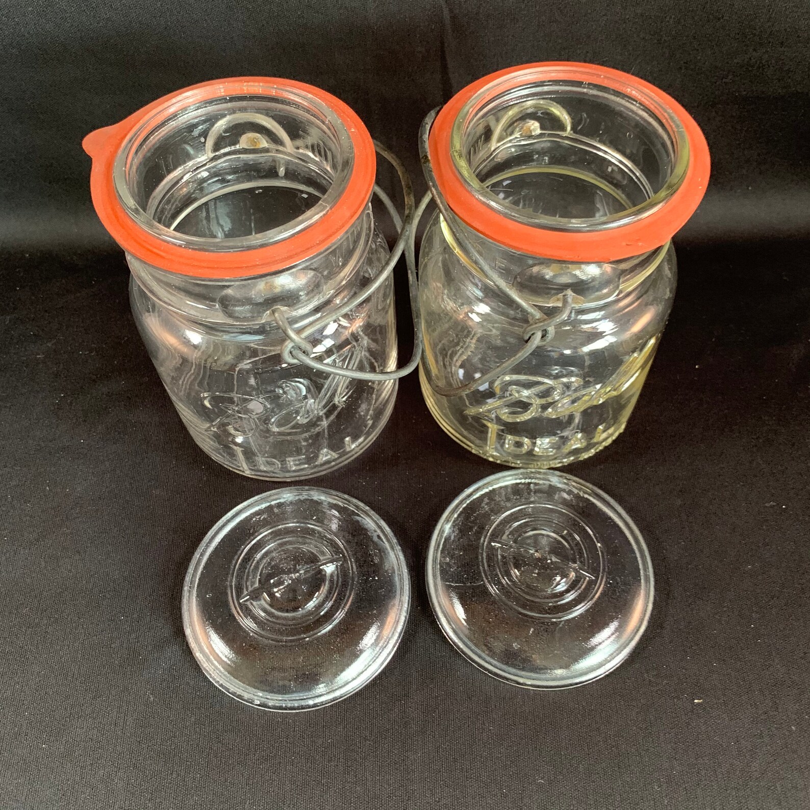 2 Vintage Ball Clamp Lid Mason Jars With Glass Lids Original Etsy