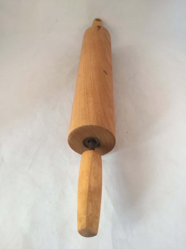 Vintage Wood Rolling Pin with Rustic Metal Rod in Handles Etsy