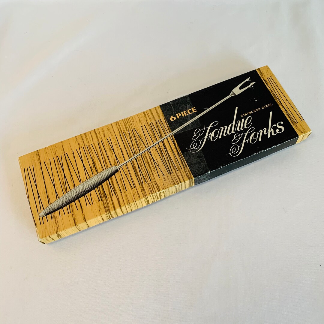 Vintage Stainless Steel Fondue Forks With Wood Handles Set of Etsy