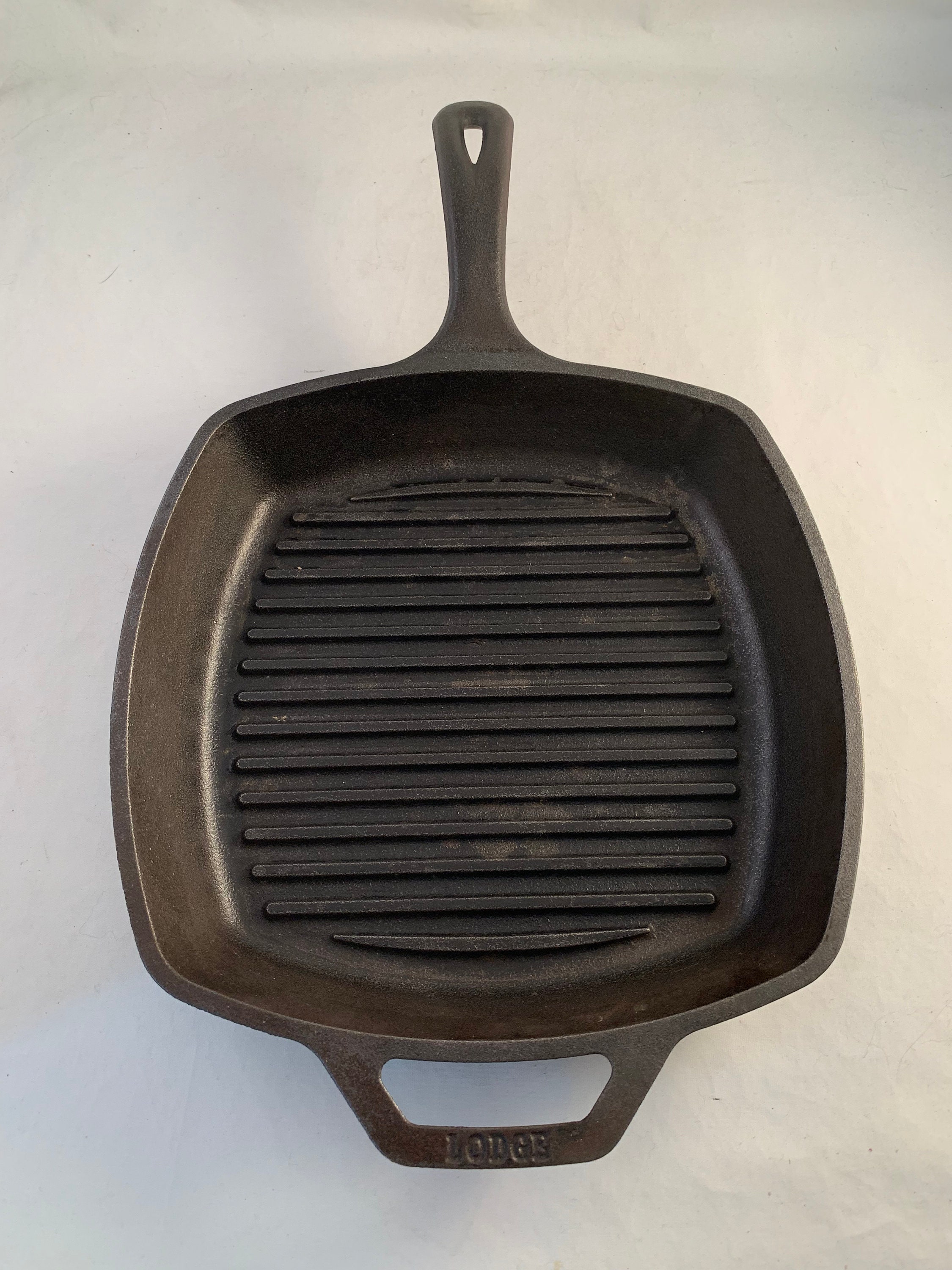 Vintage Lodge Cast Iron Square Skillet 10 Rustic Heavy Etsy