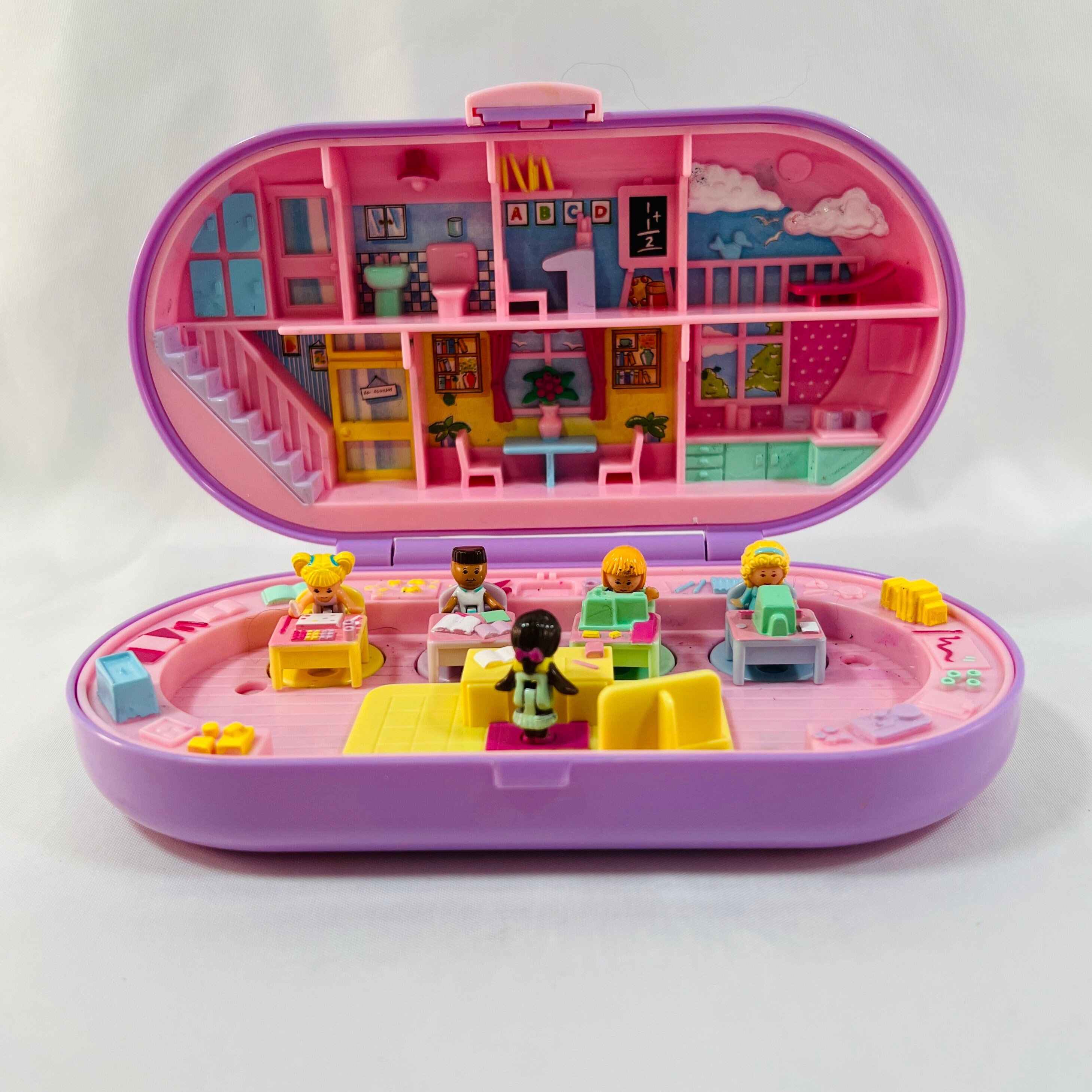 Vintage Polly Pocket Stampin' School Playset. School Stamp Compact