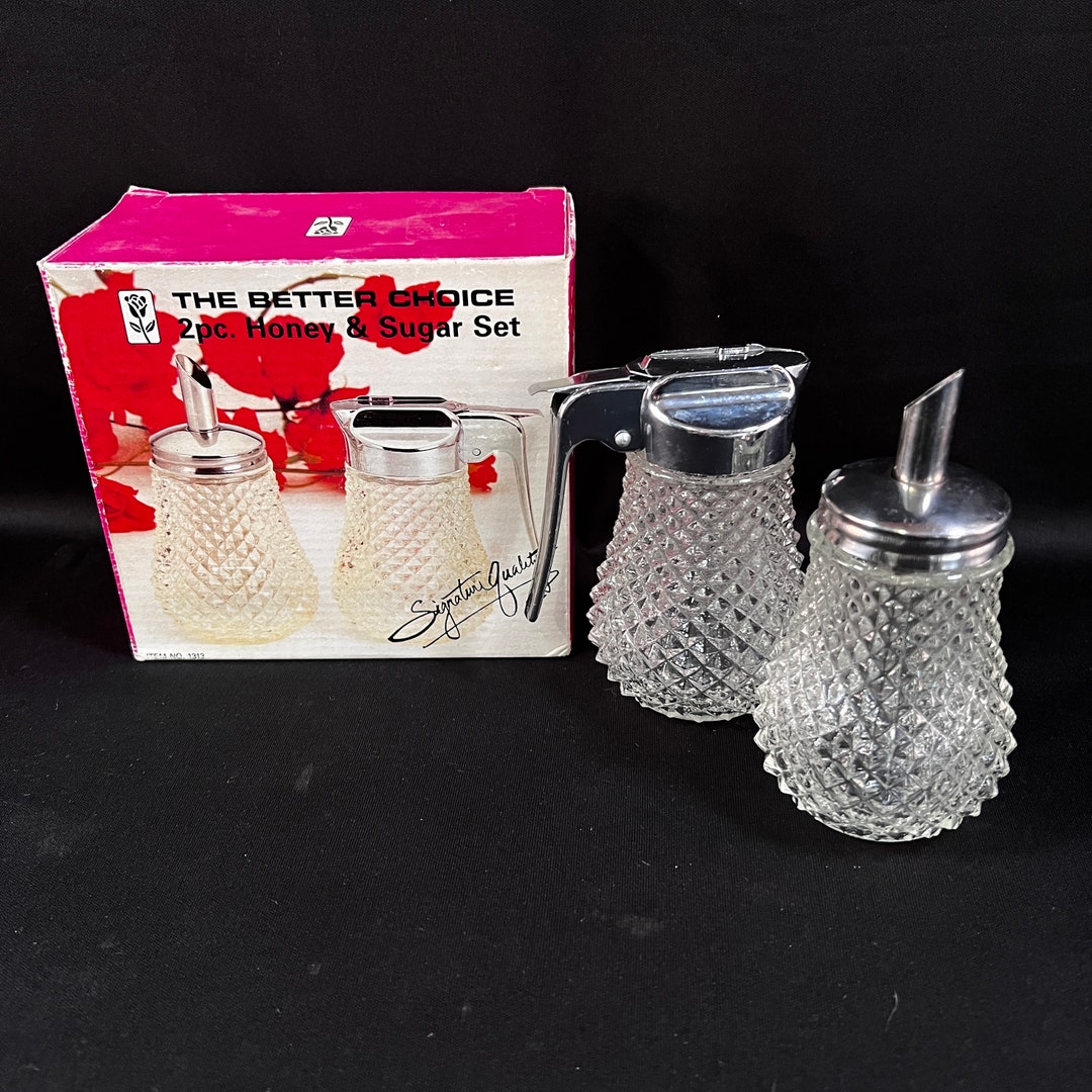 Set of 2 Diner Style Diamond Cut Hobnail Dispensers Sugar and Etsy