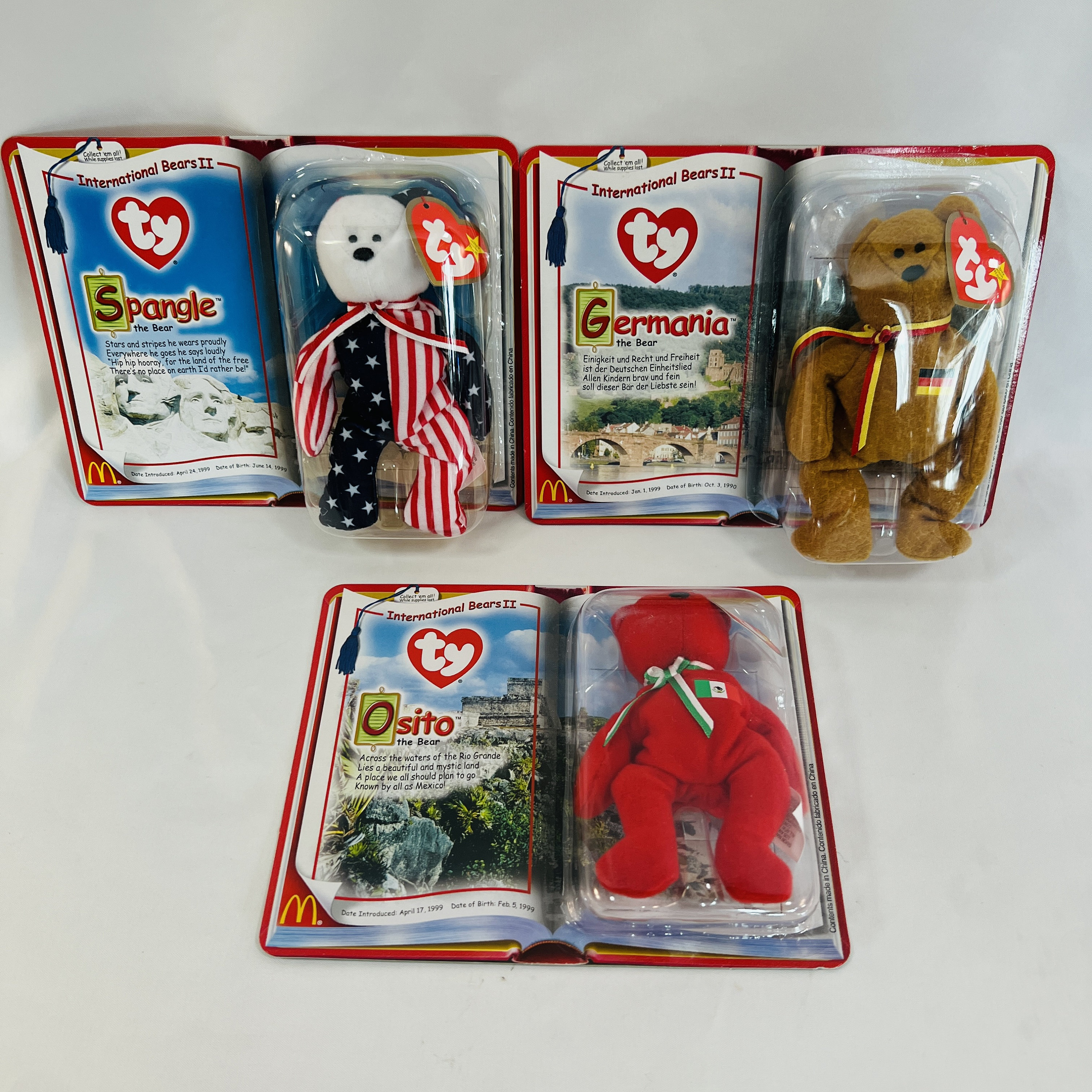 Ty Mcdonalds International Bears Ll Osito Germania Spangle New
