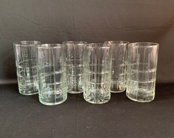 6 Clear Tartan Anchor Hocking Tumblers, Tartan Glassware, Tartan by Anchor Hocking, 16 oz. Tumblers, Anchor Hocking Glass Tumblers