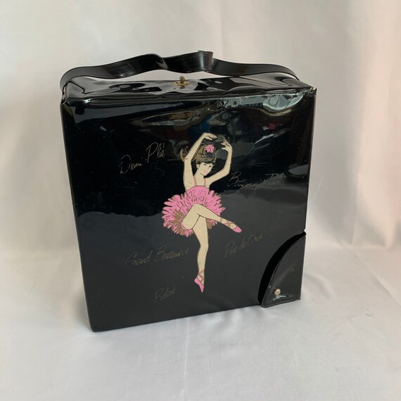 Vintage Vinyl Ballet Shoe box, Top Handle, and Se… - image 1