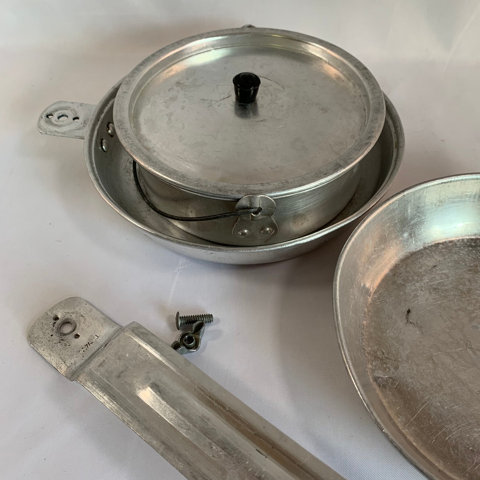 Set of 2 Rustic Camping Pan Sets 4 Pieces Including Lid Etsy