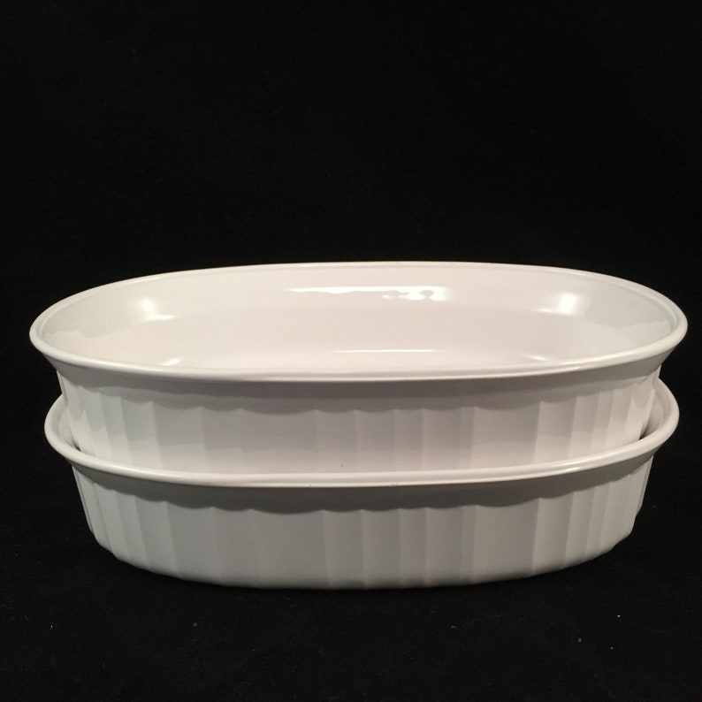 Set of French White Corning Ware Dishes, F-15-B, Great Condition, No Chips or Cracks, Very Clean image 1
