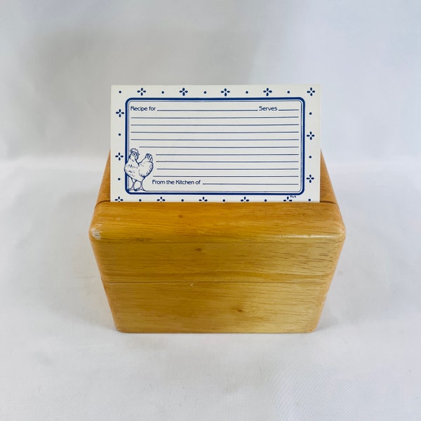 Natural Wood Recipe Box with Recipe Holder on Top, Divider and Blank Card Included Holds 3" X 5" Cards