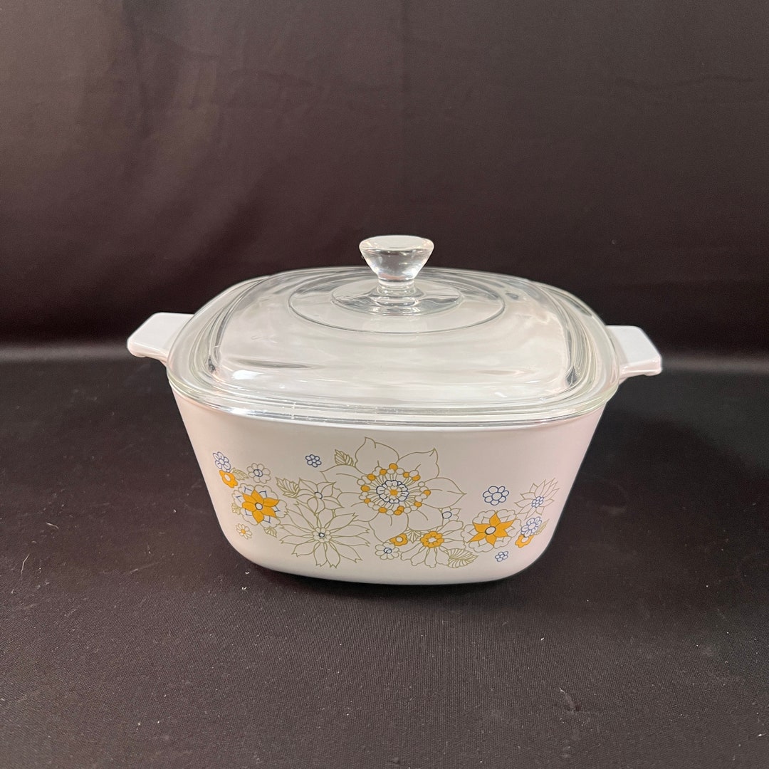 Plat à Casserole Corning Ware A-2-B 2 Qt - Motif Floral Vintage (années 70)