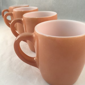 4 - 1960's Painted Milk Glass Coffee Mugs, Good Used Condition for Age, See All Photo's, Bring Back That Retro Look