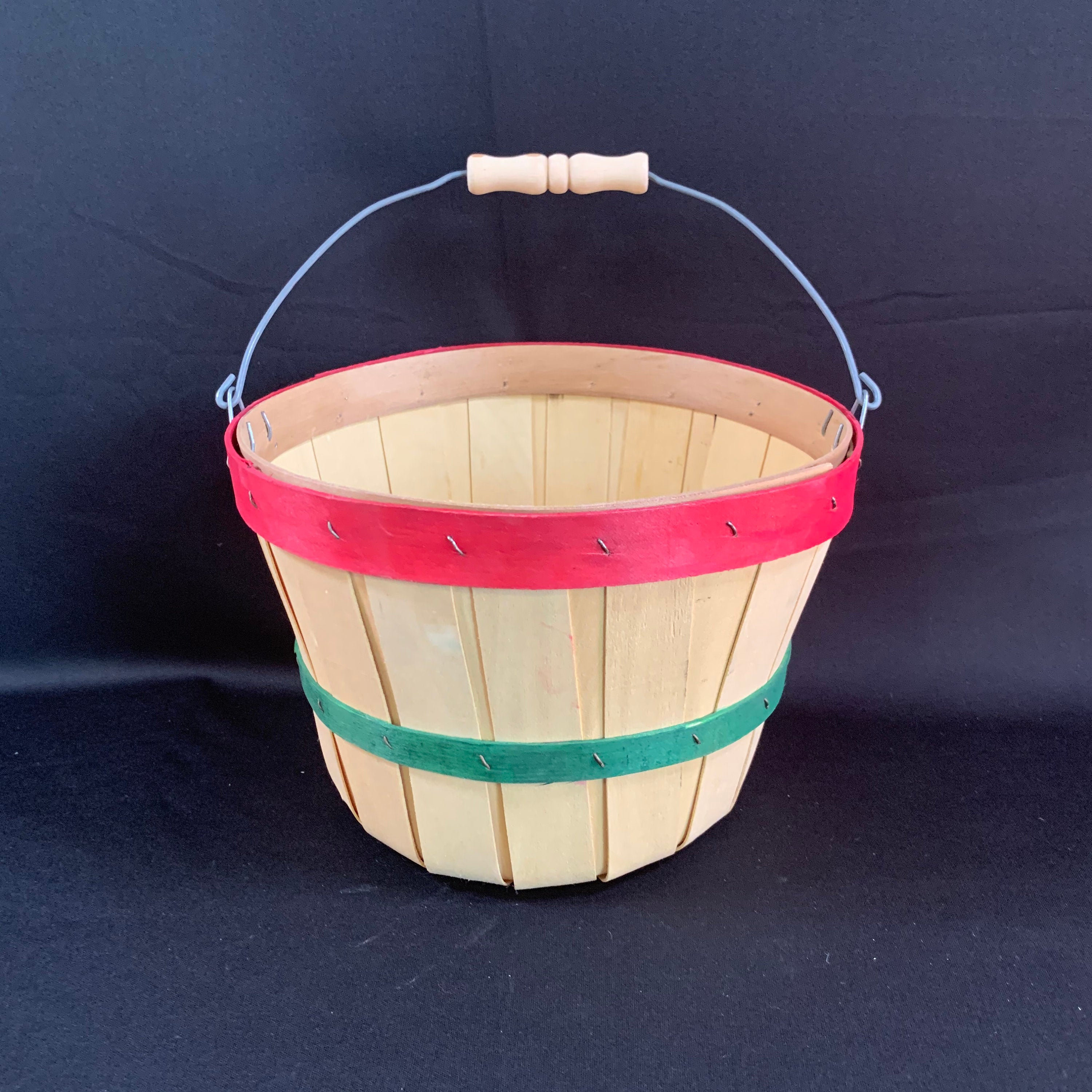 Vintage Woven Bushel Basket with Metal and Wood Handle Fruit | Etsy