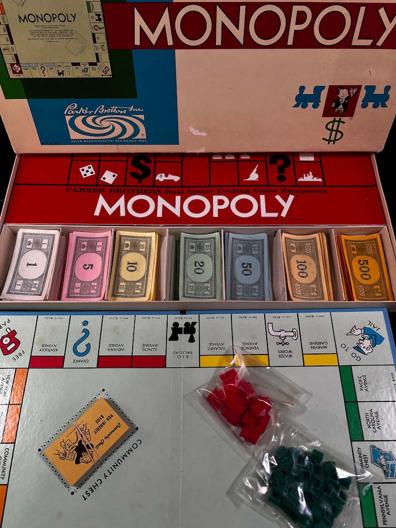 Iconic Monopoly 1961 Monopoly Board Game by Parker Brothers, Property Trading Game ...