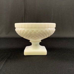 Vintage Milk Glass Diamond Point Pattern Candy Dish, Vintage Milk Glass, Beautiful Detail Pattern Throughout, Collectible Piece