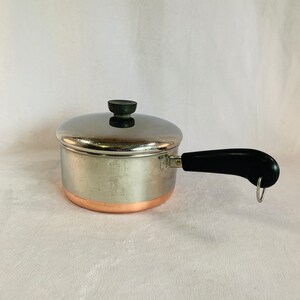 Revere Ware 1801 Pre 1968 Double Circle 1 Qt. Sauce Pan & Lid Vtg. Copper  Clad