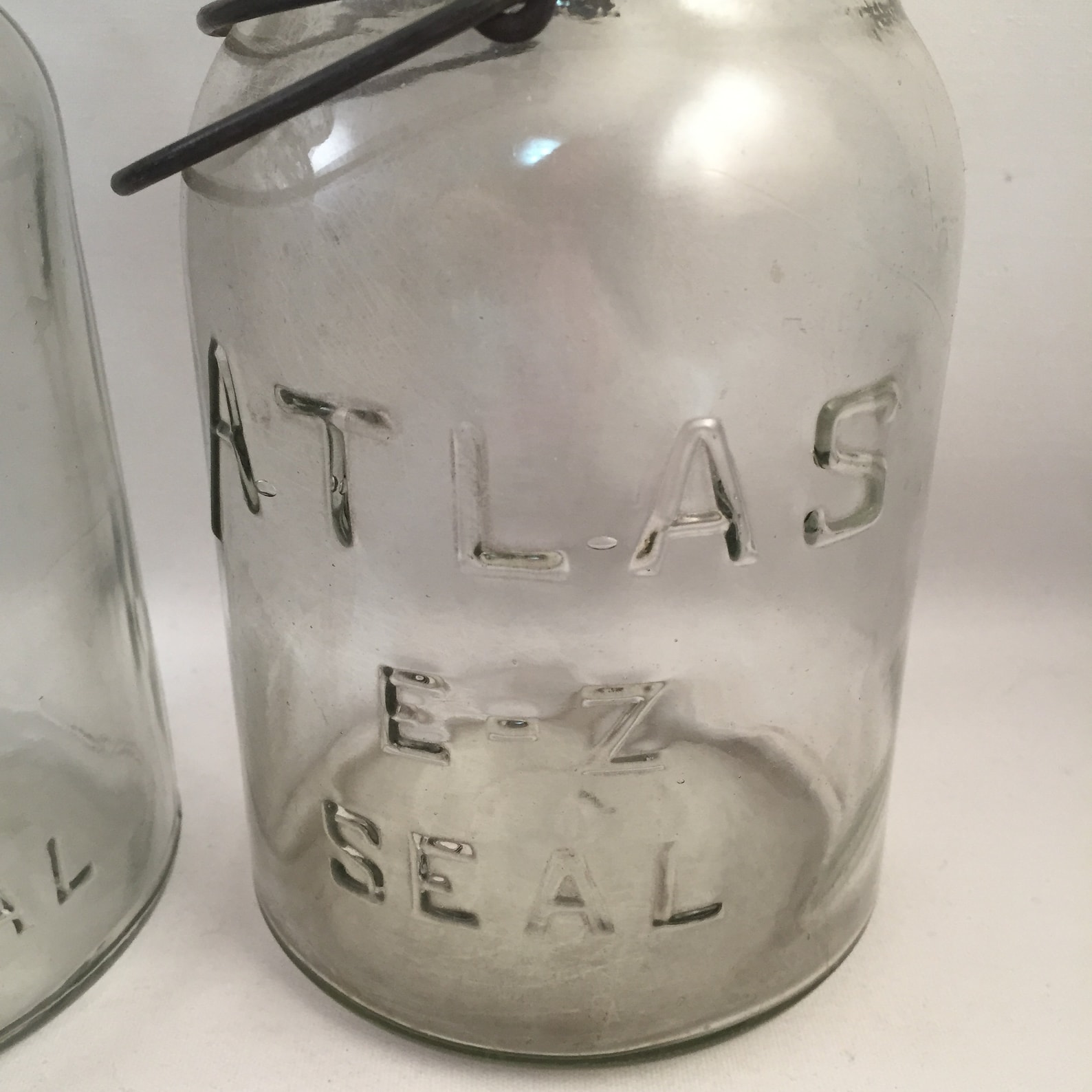 2 Vintage Mason Jars without Lids Large Size Atlas EZ Seal Etsy