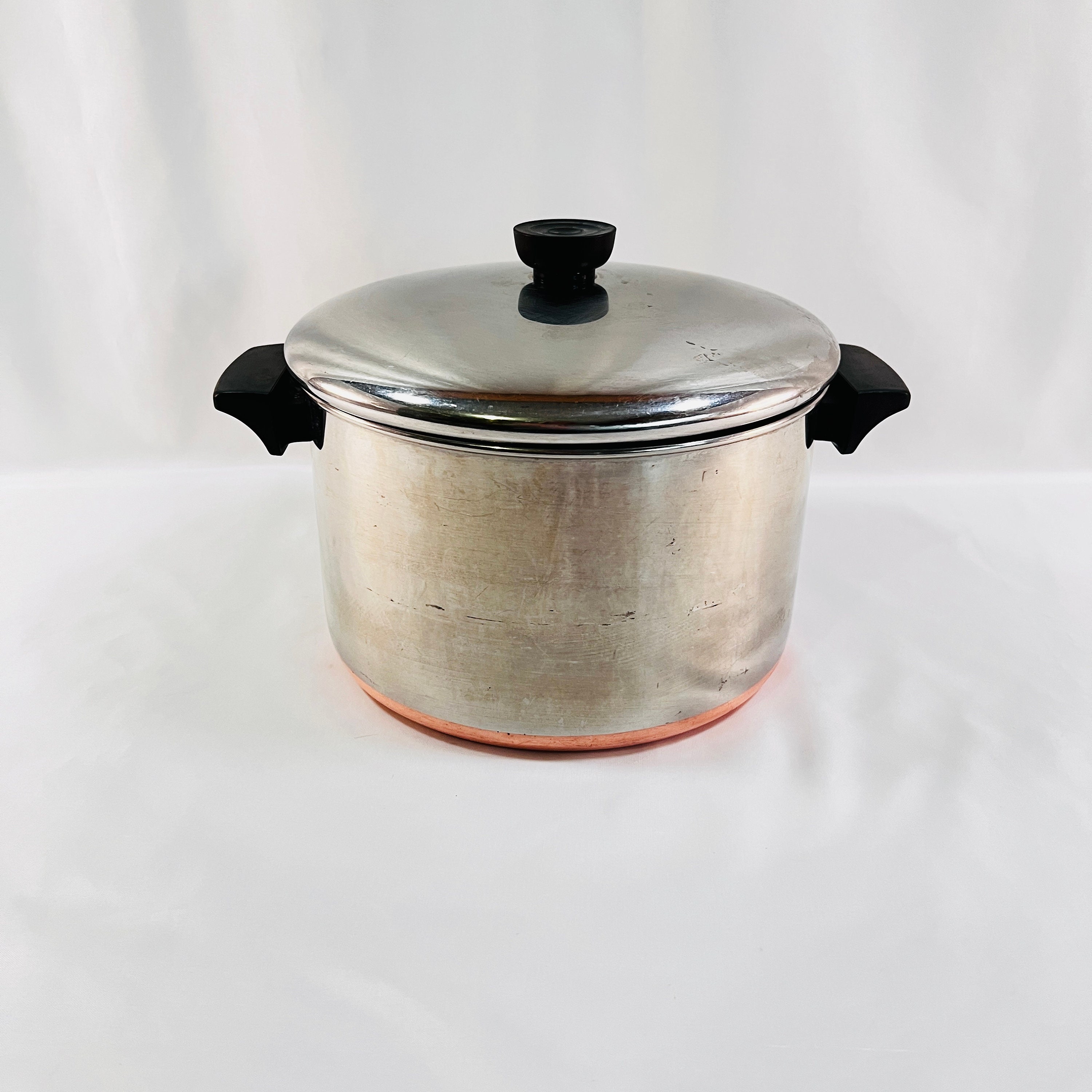 6 Quart 79 Copper Bottoms Revere Ware Pan With Lid, Double Handles