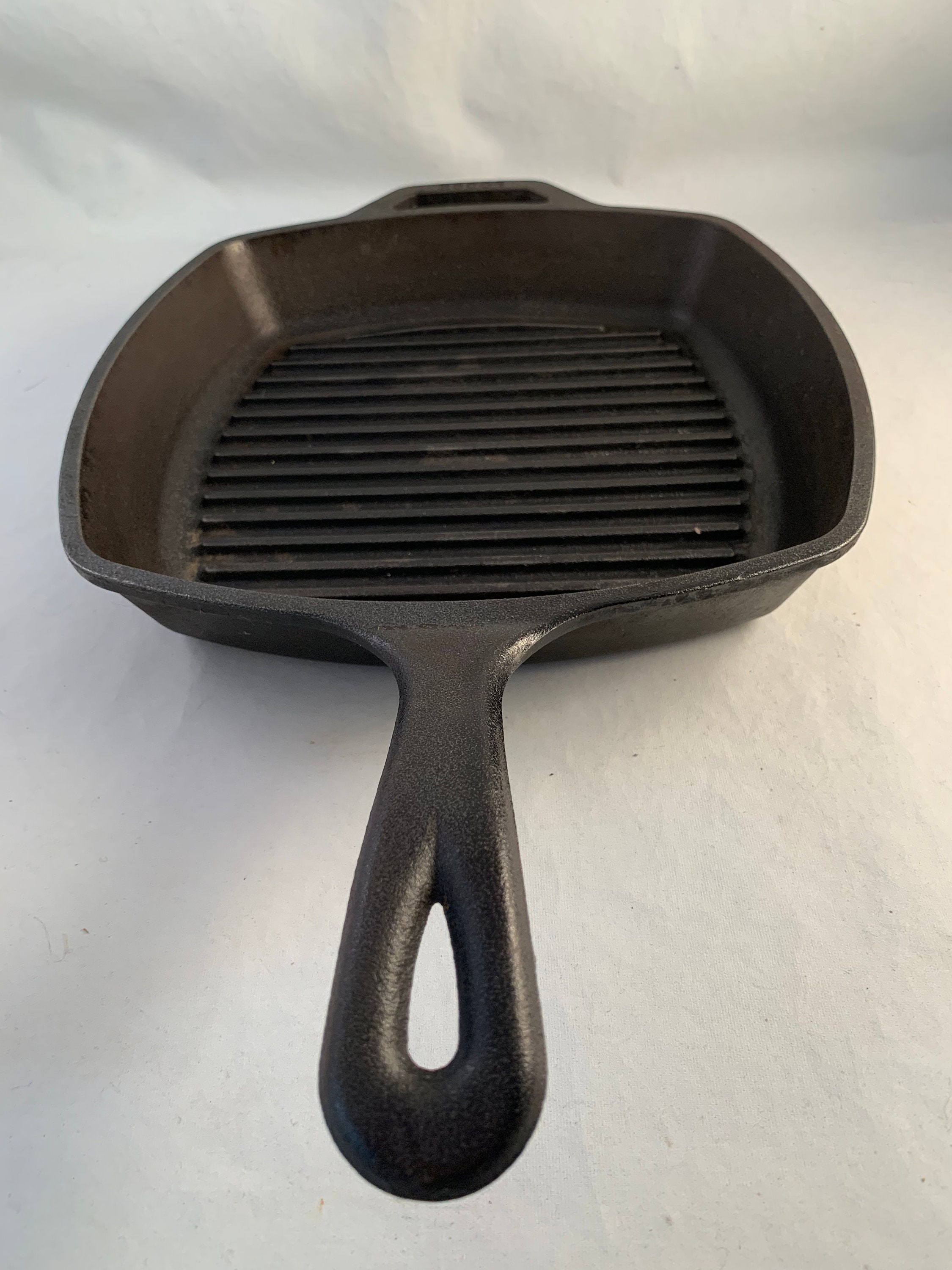 Vintage Lodge Cast Iron Square Skillet 10 Rustic Heavy Etsy