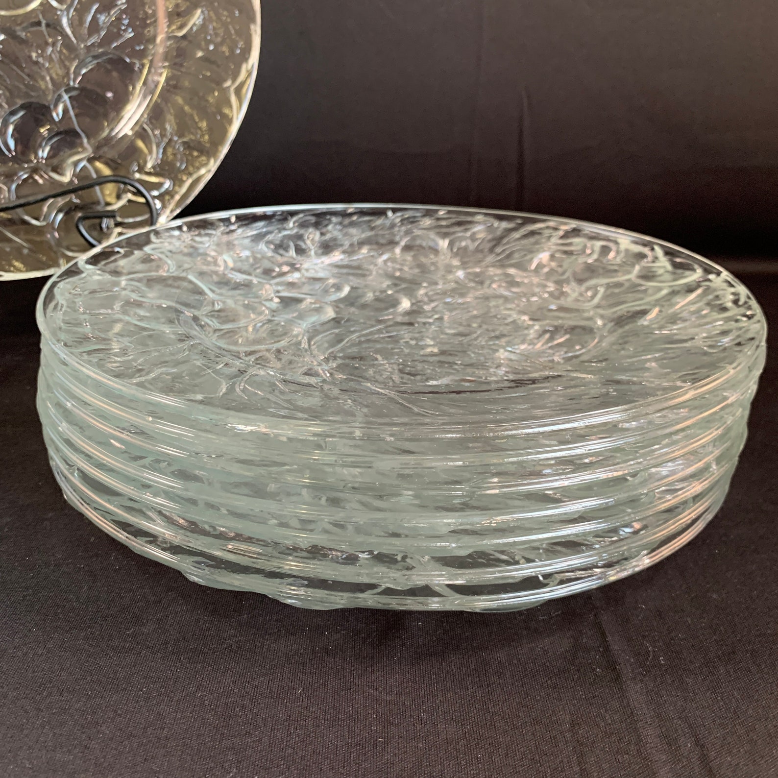 Set of 8 KIG Indonesia Vintage Glass Fruit Embossed Plates Etsy