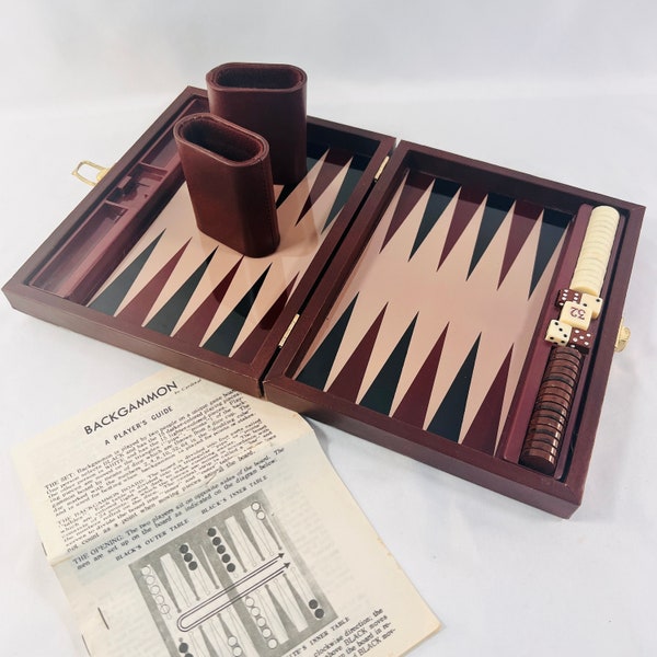 Vintage Magnetic Backgammon Game Set Complete with Instructions, Compact Travel Games, Magnetic Backgammon Travel Set Complete