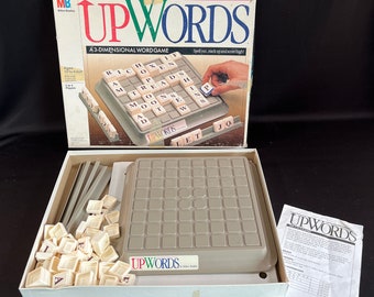Vintage 1988 Upwords 3 Dimensional Word Game by Milton Bradley, Complete Set Including Instructions in Original Box, Box Shows Definite Ware