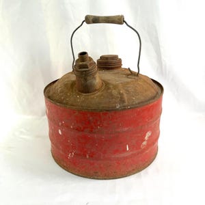 Vintage Gas Can in Rustic Condition, Original Color was Red, En-El-Co, St Louis, MO, Collectible Vintage Gas Can
