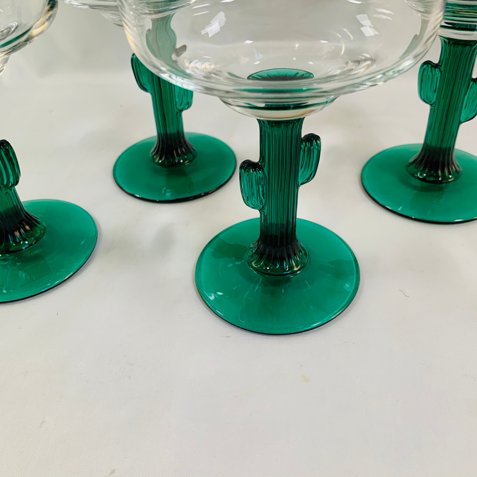 4 Libbey Cactus Green Stem Margarita Glasses Holds 12 oz. Etsy