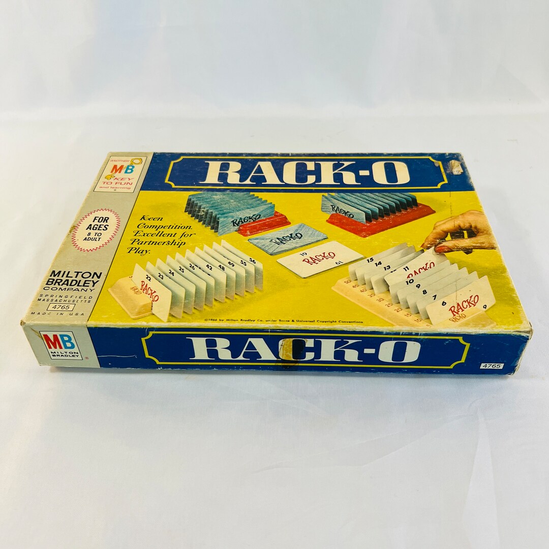 1966 Racko Card Game, Complete With Instructions in Lid, Card Racks