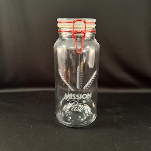 Pasta Glass Canister Wire Bale Clamp Lid Jar, Clear Glass, 2 Liter with Rubber Stopper, Made in England