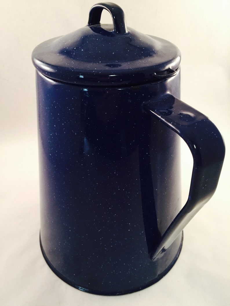Blue Speckled Enamelware Coffee Pot Camping Rustic Vintage Etsy