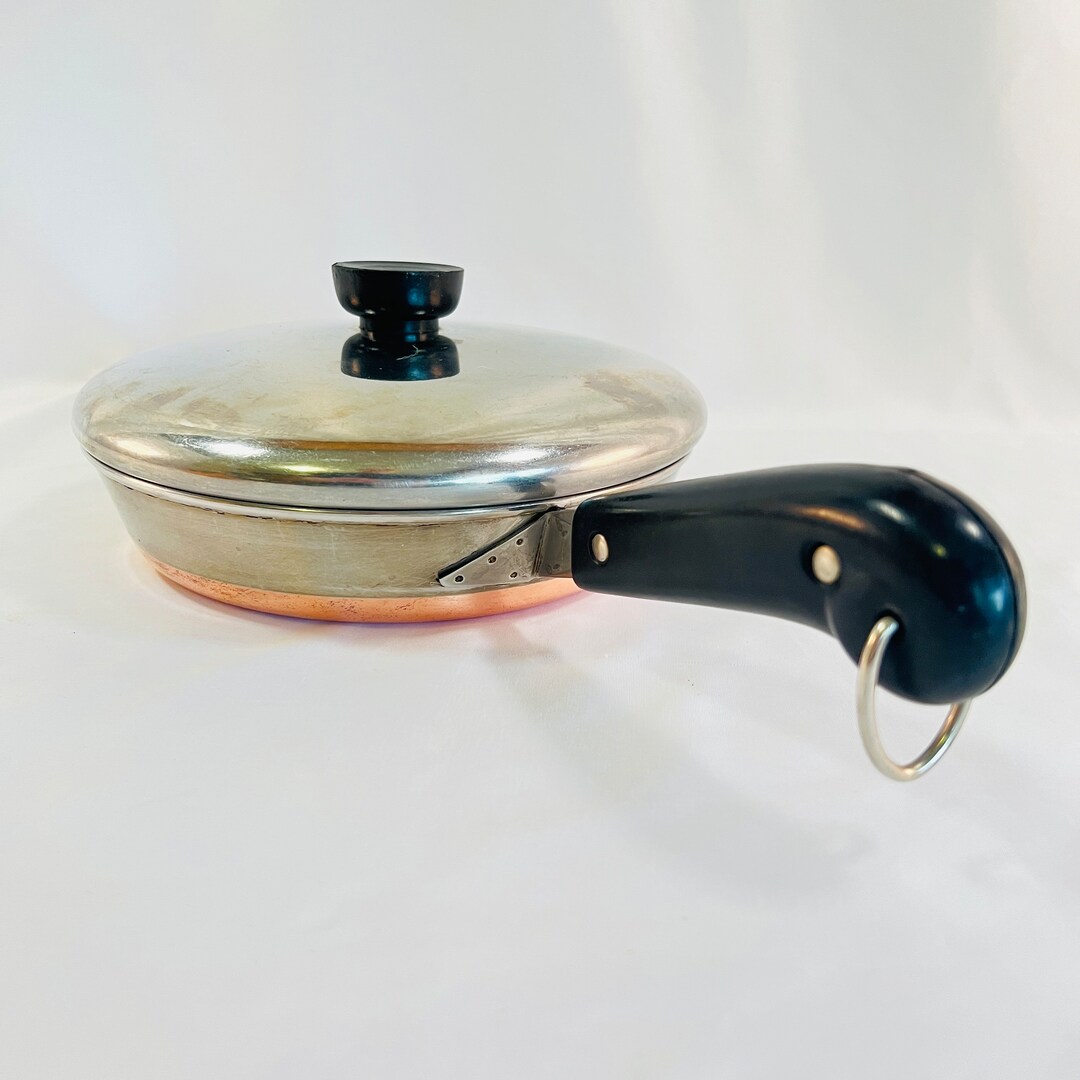 8 Copper Bottoms Revere Ware Fry Pan With Lid Copper Etsy