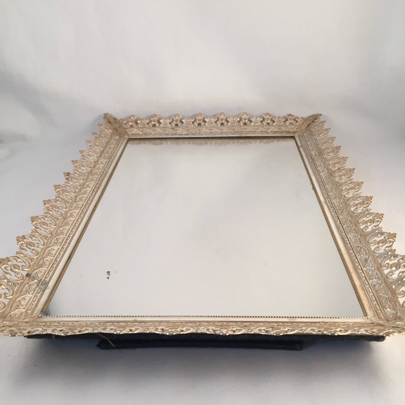 Vintage Large Dresser Top Mirror Tray Or Stand Up Mirror Etsy
