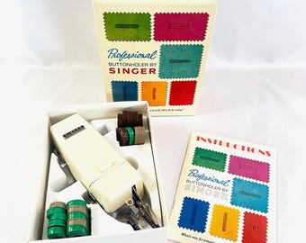 1973 Singer Professional Buttonholer Complete with Extra Templates and Instruction Pamphlet