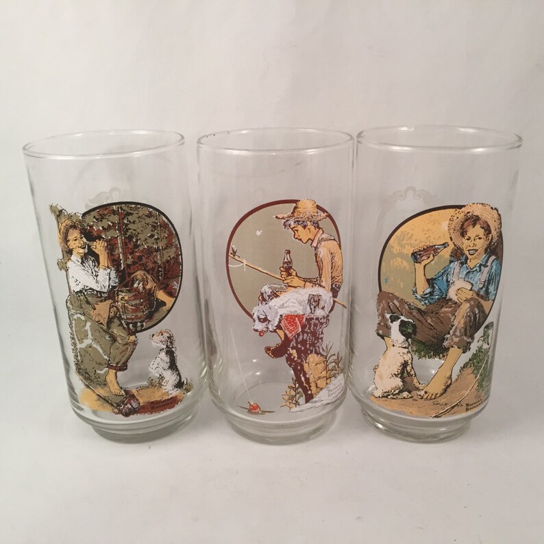 Set of 8 Vintage Norman Rockwell Glasses From the Archives of Etsy