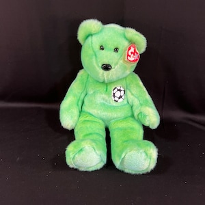 1999 Large Plush Kicks Ty Beanie Buddies Collection, Rare Bright Colored Kicks Beanie Buddy, Tag Protector in Like New Condition